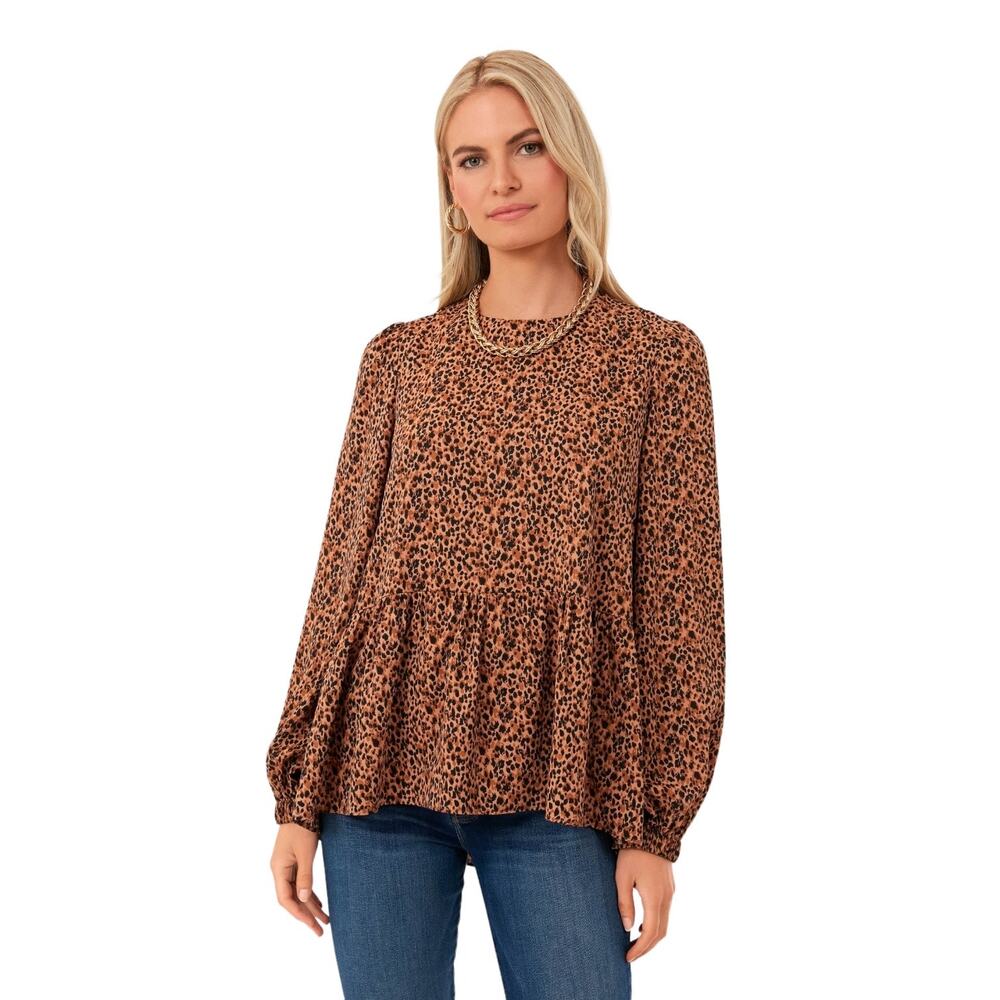 Tuckernuck Pomander Place Carlota Leopard print peplum blouse SZ M